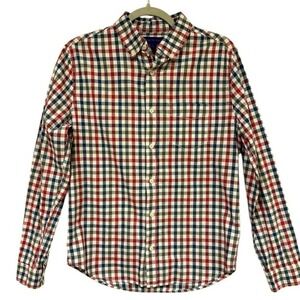 Aeropostale Men's‎ Button Down Shirt Red Blue Plaid Small
